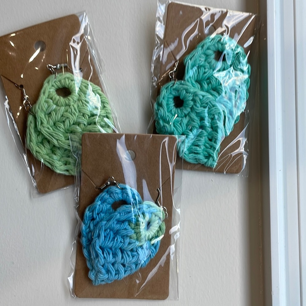 Leafy Tunisian Crochet Earrings